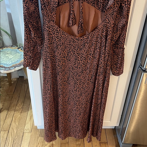 Free people loveless leopard backless midi silky dress NWOT - Picture 5 of 7